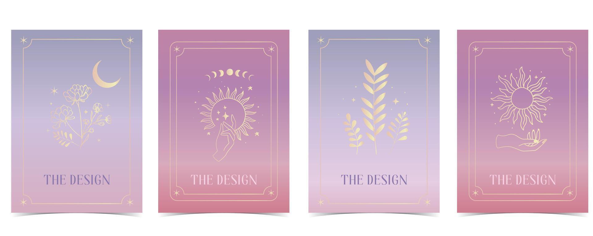 purple gradient card tarot for a4 vertical illustration design vector