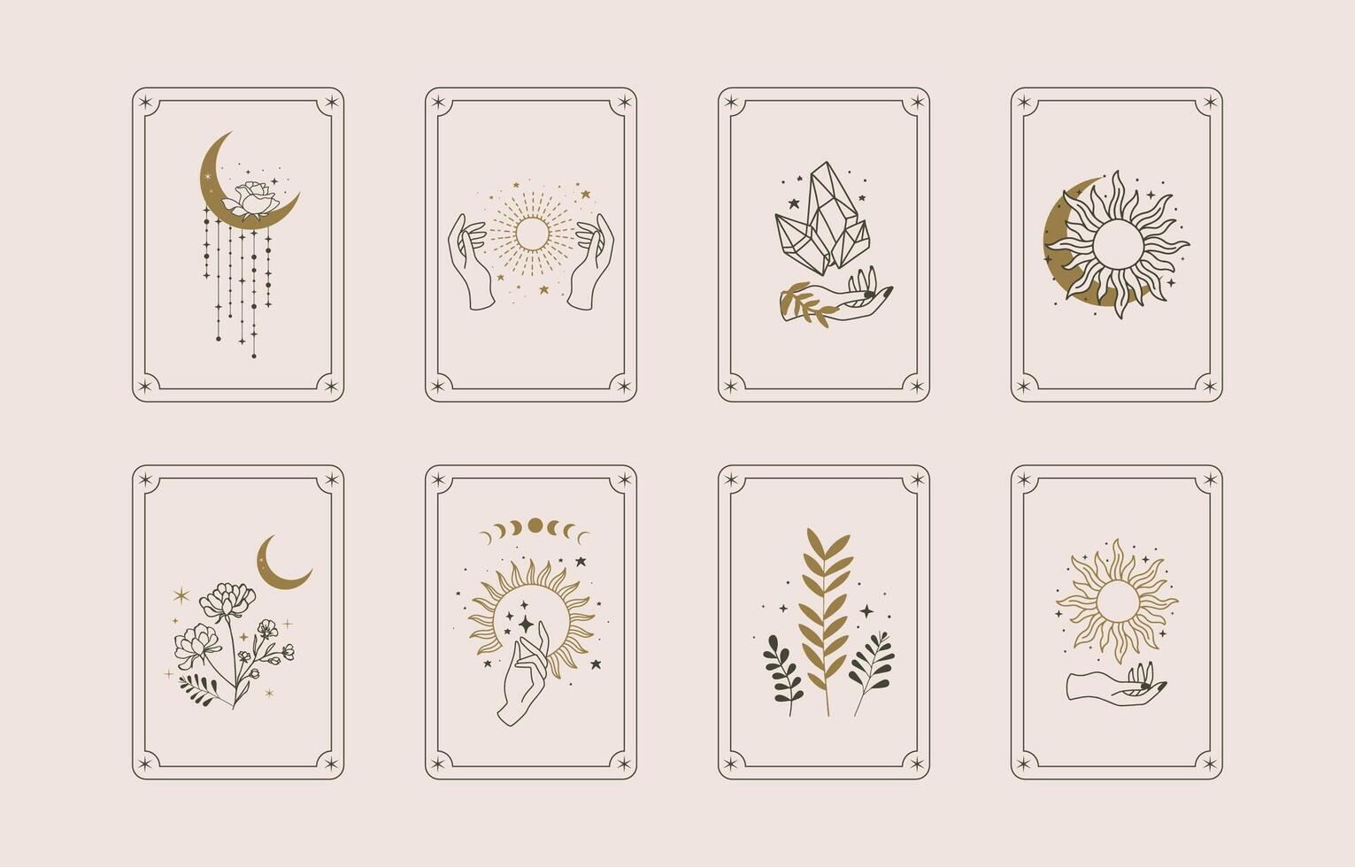 boho tarjeta tarot para a4 vertical ilustración diseño vector