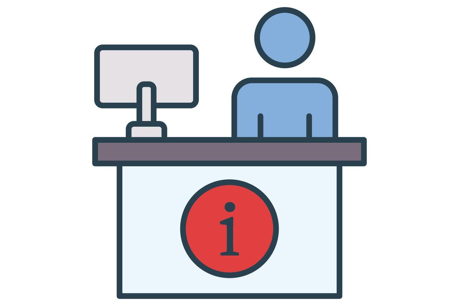 información escritorio icono. icono relacionado a información y asistencia. plano línea icono estilo. elemento ilustración vector