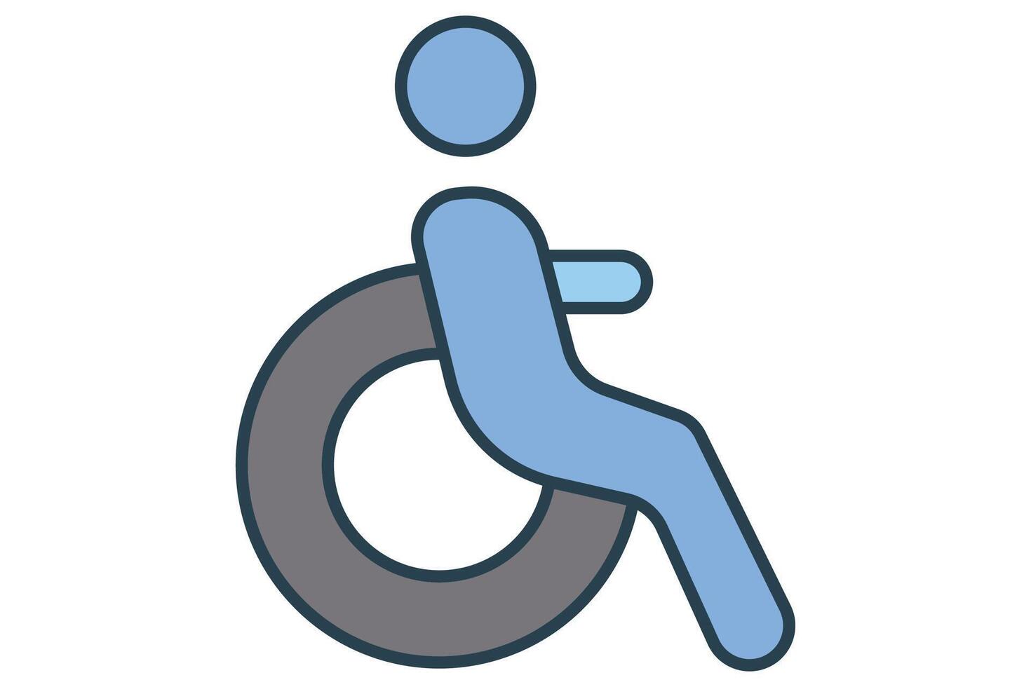 disabled icon wheelchair. icon related to  accessible routes. flat line icon style. element illustration vector