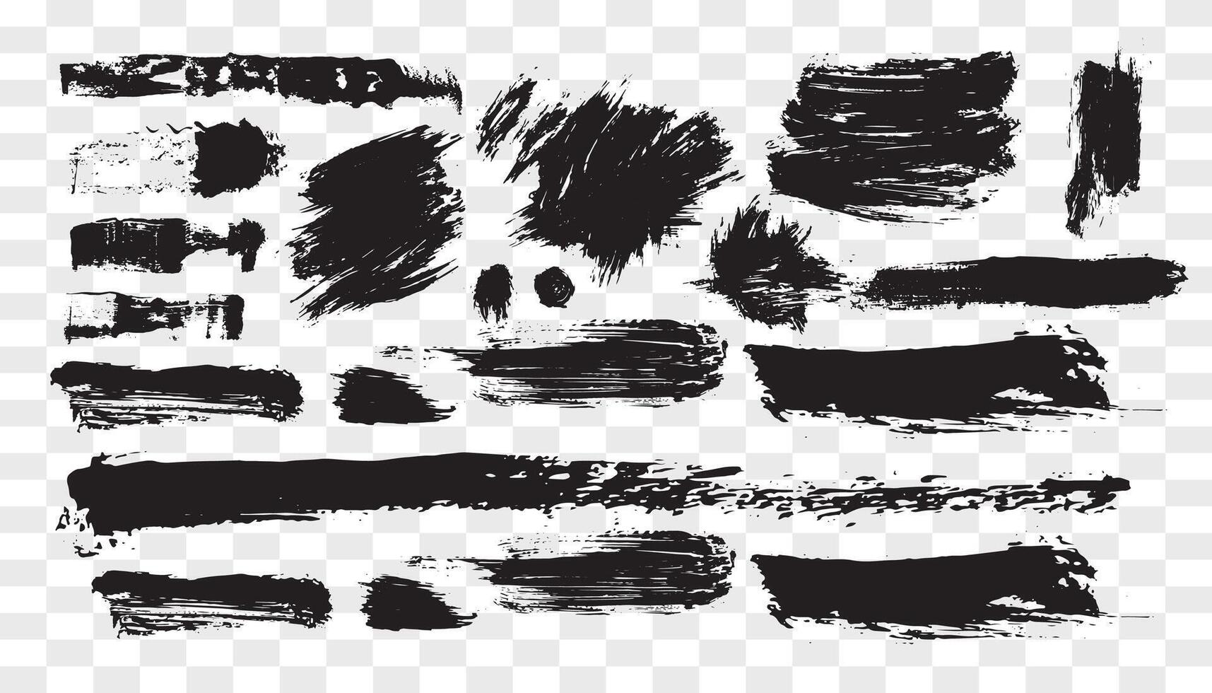 Collection black dirty design element. Grunge brush stroke, paint artistic set. Grunge texture collection vector