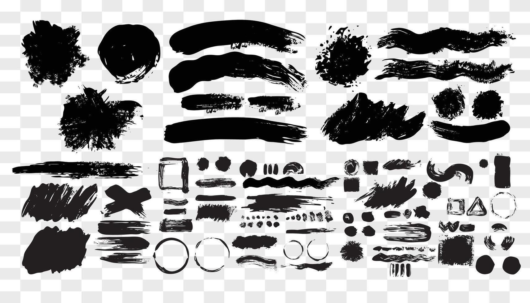 Collection black dirty design element. Grunge brush stroke, paint artistic set. Grunge texture collection vector