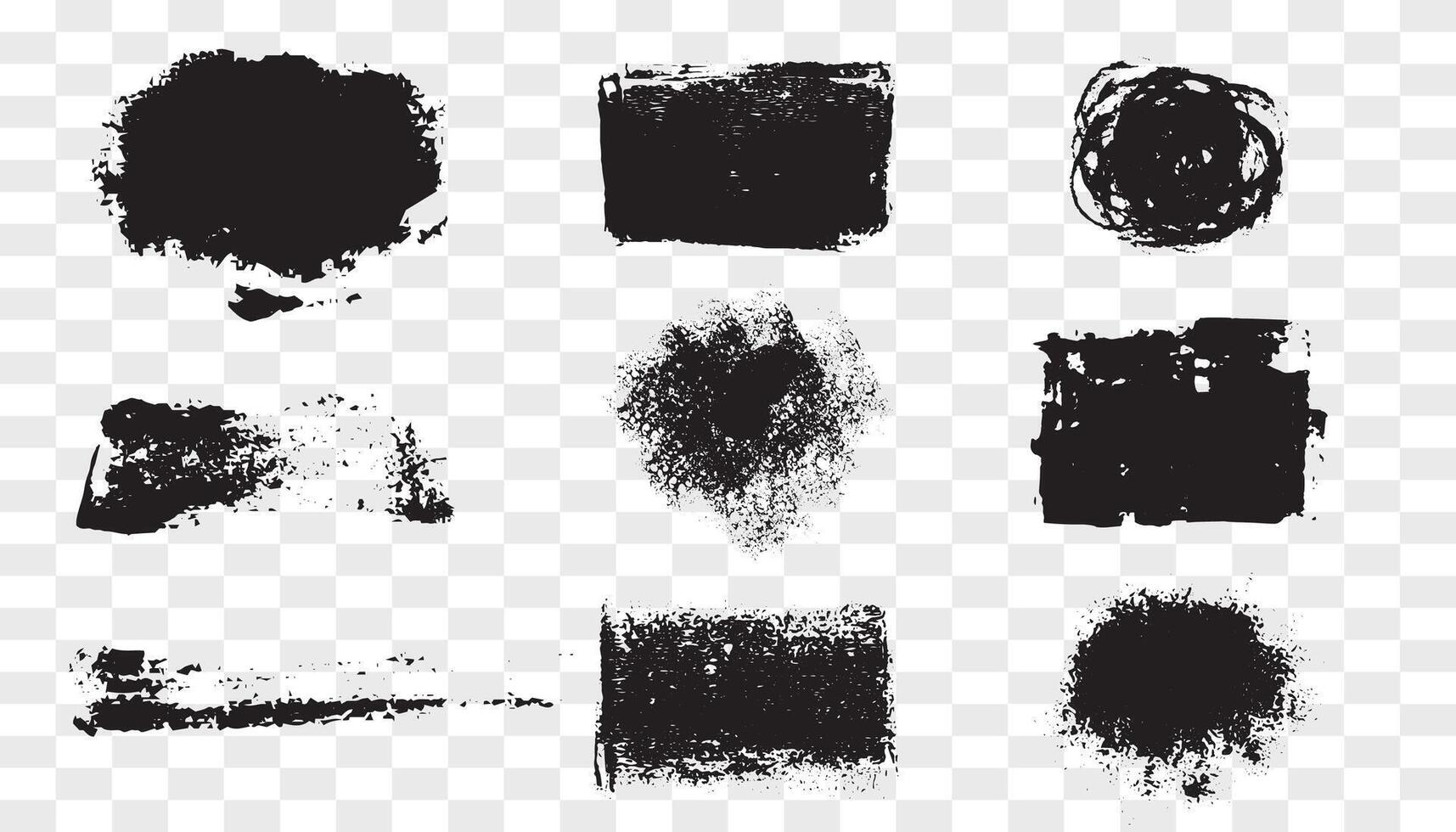 Collection black dirty design element. Grunge brush stroke, paint artistic set. Grunge texture collection vector