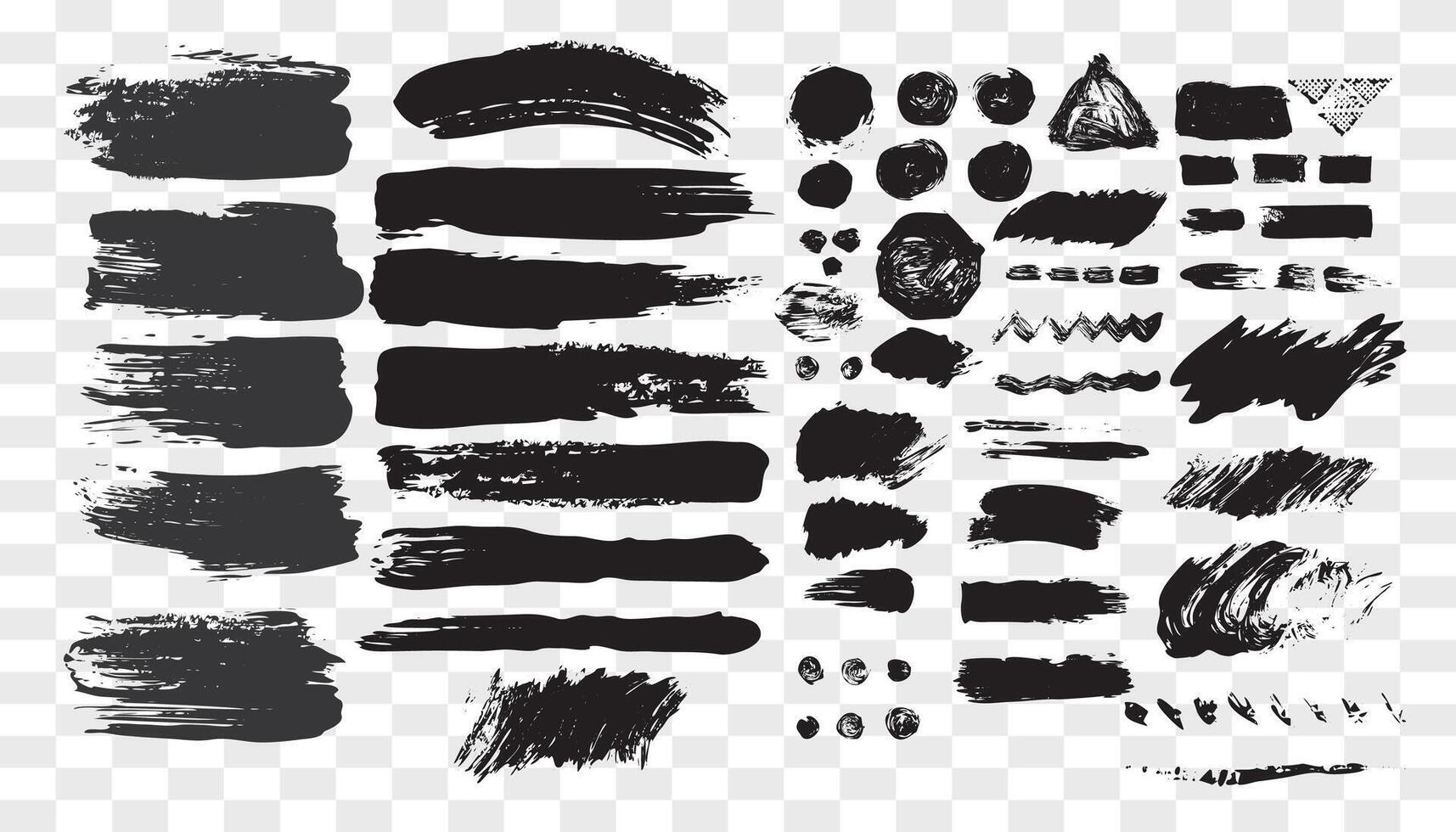 Collection black dirty design element. Grunge brush stroke, paint artistic set. Grunge texture collection vector