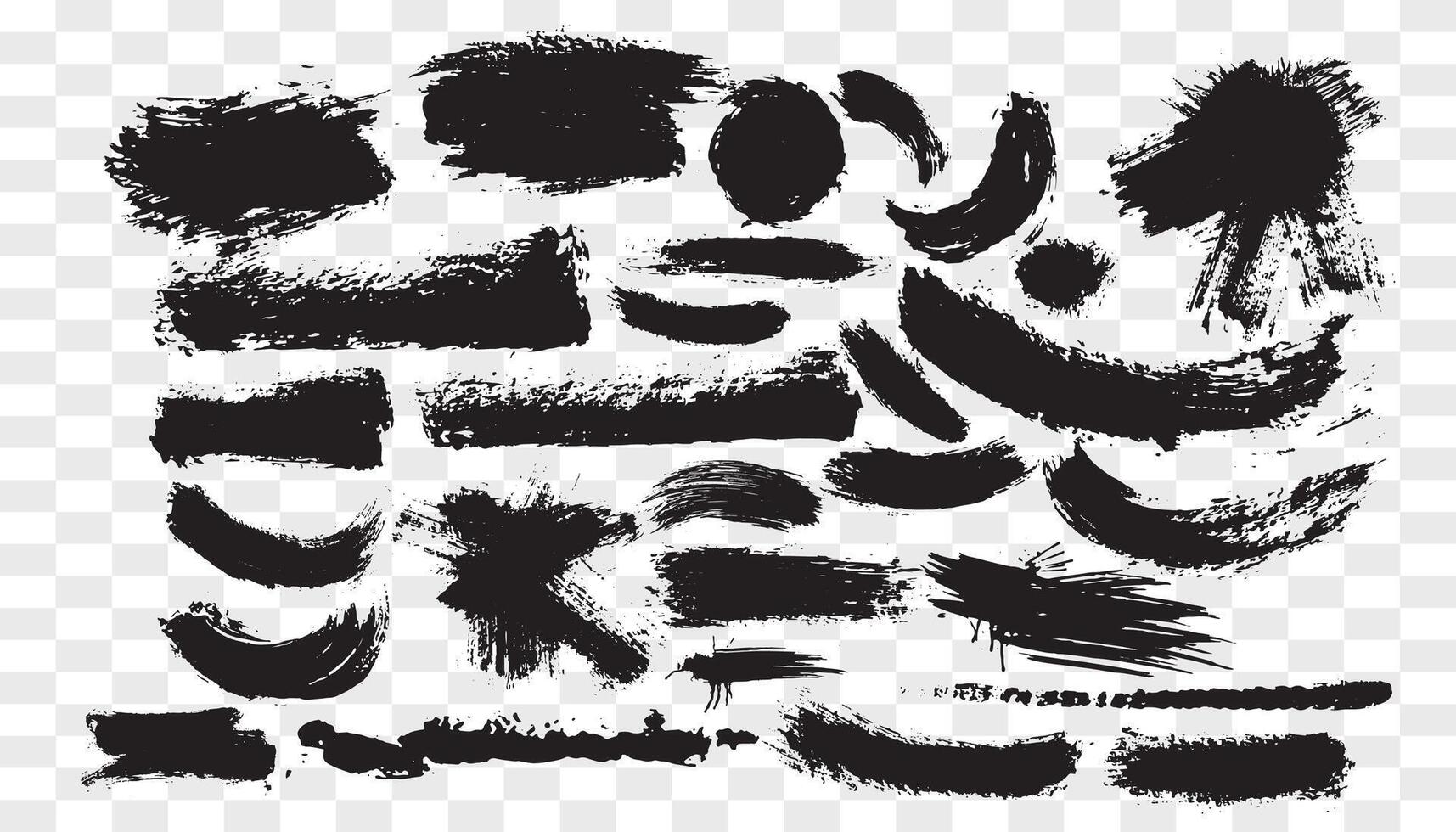 Collection black dirty design element. Grunge brush stroke, paint artistic set. Grunge texture collection vector