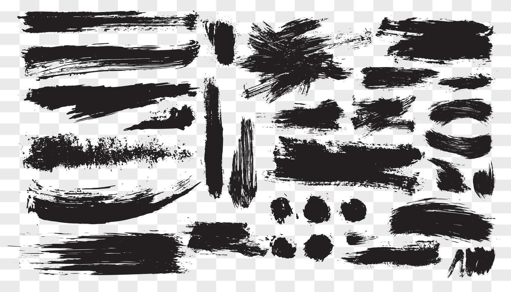 elemento de diseño sucio negro de colección. trazo de pincel grunge, conjunto artístico de pintura. colección de texturas grunge vector