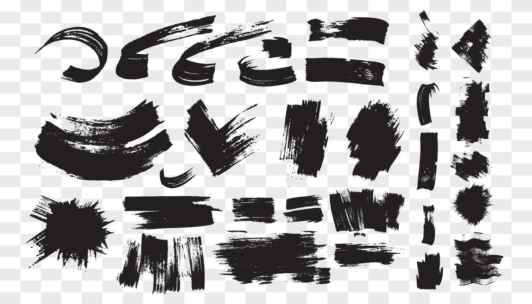 Collection black dirty design element. Grunge brush stroke, paint artistic set. Grunge texture collection vector