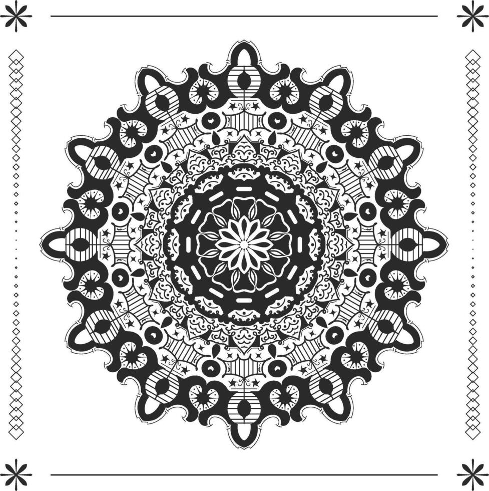 Islamic Mandala line art Arabian style design with dark mood vector