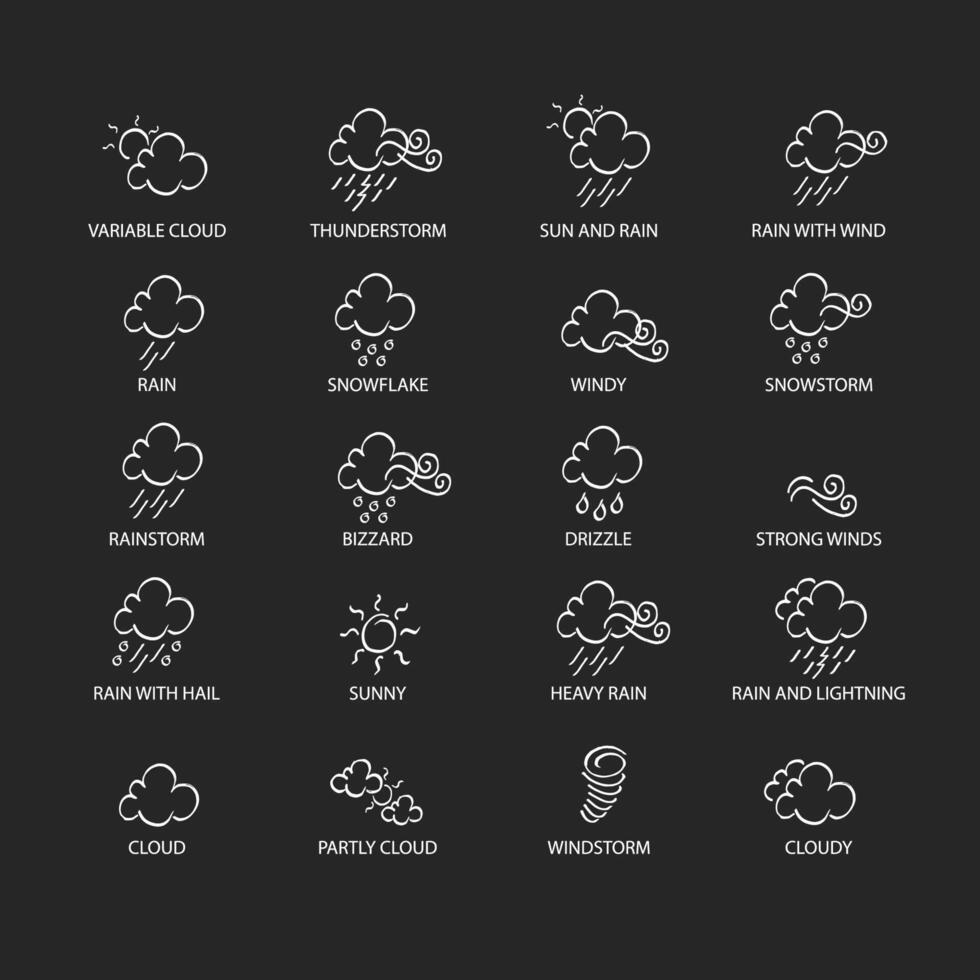 Weather Doodle Icon Set, Real Pen Sketch Suitable For For Web, Mobile and Infographics, Vector Illustration