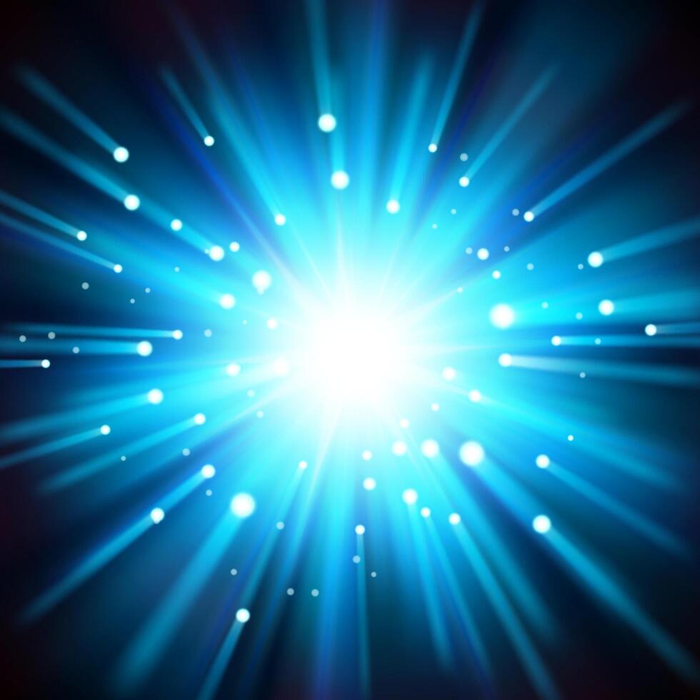 Blue Light Shining From Darkness with Sparks, Vector Illustration