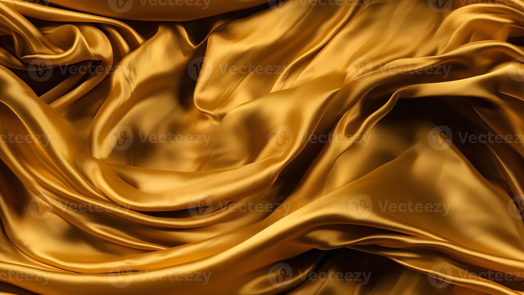 AI generated Golden-colored silk surface with folds. Abstract background, neural network generated image photo