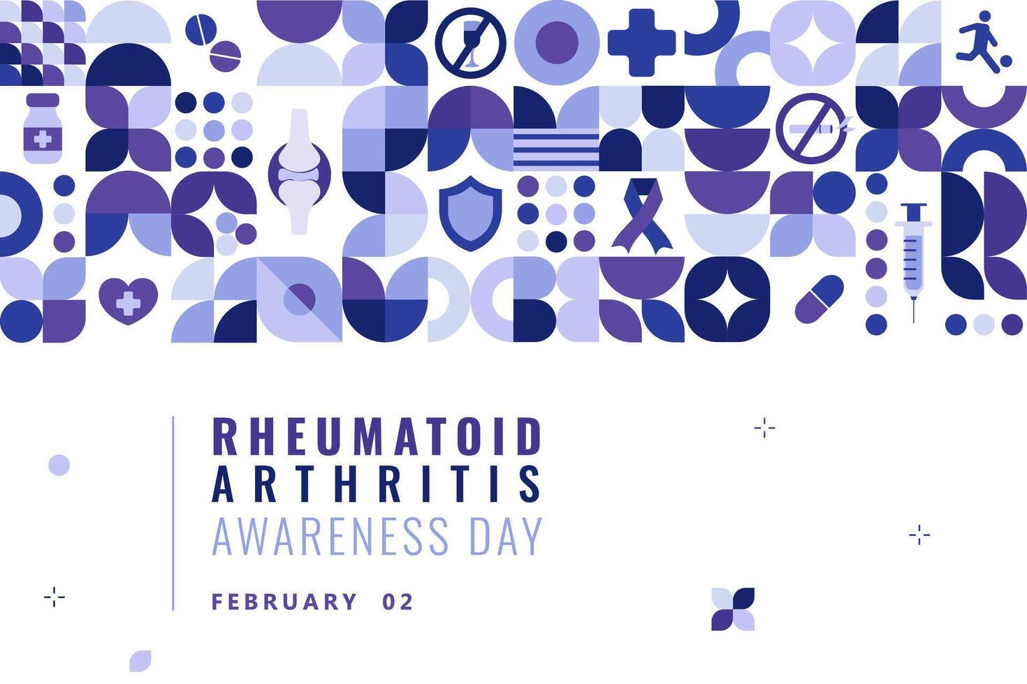 Vector Rheumatoid Arthritis Awareness Day Poster with geometric elements. Template for card, banner, poster, background