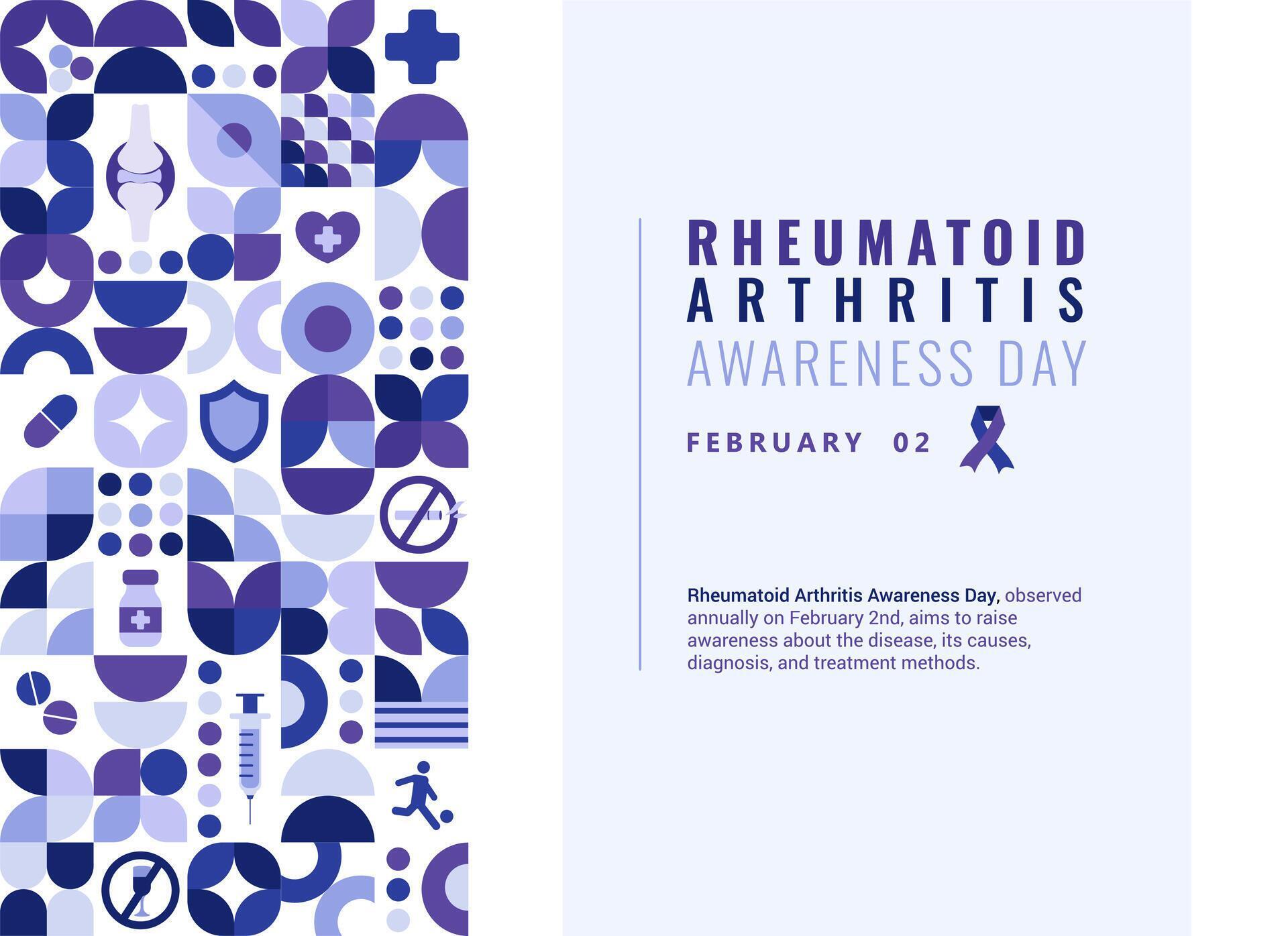 Vector Rheumatoid Arthritis Awareness Day Poster with a vertical column of geometric and