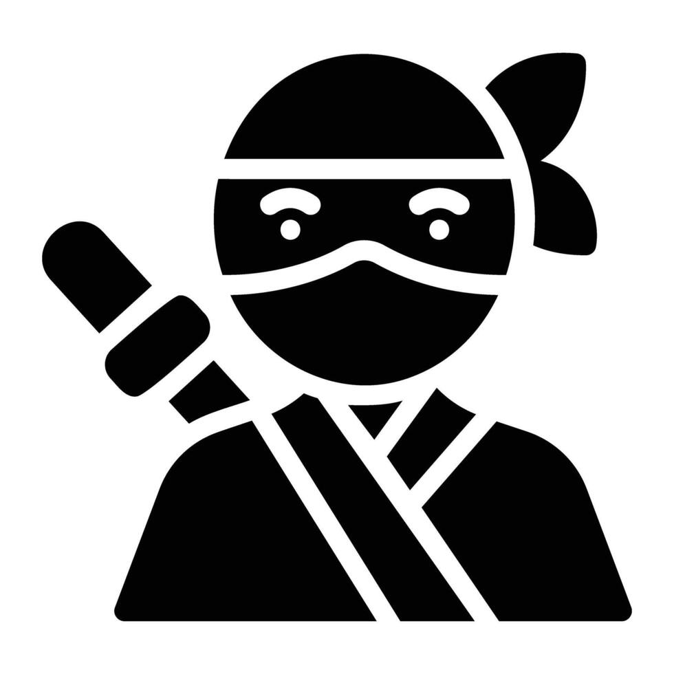 ninja Glyph Icon Background White vector