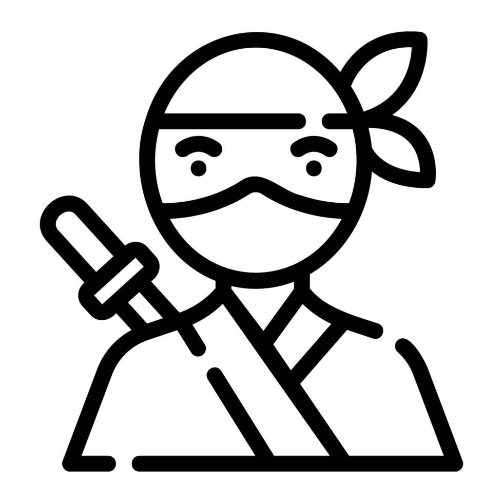 ninja línea icono antecedentes blanco vector
