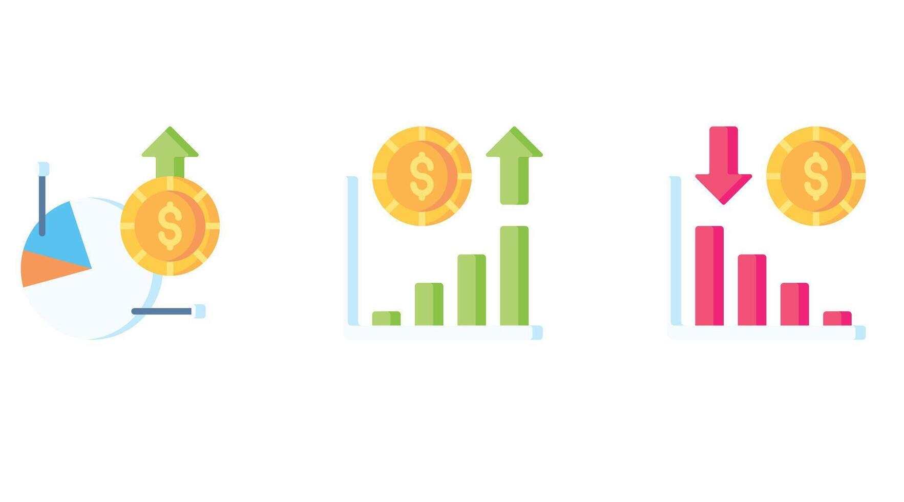 currency and coins vector icons set for business and finance