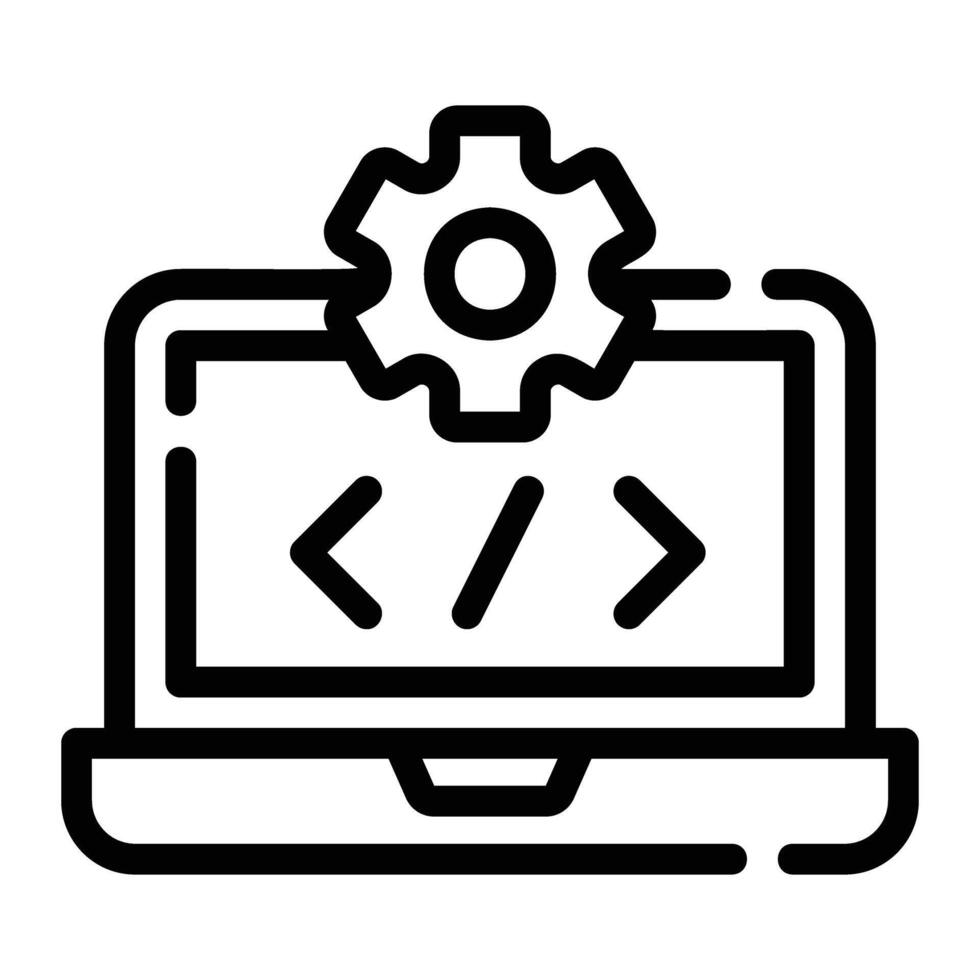 laptop Line Icon Background White vector