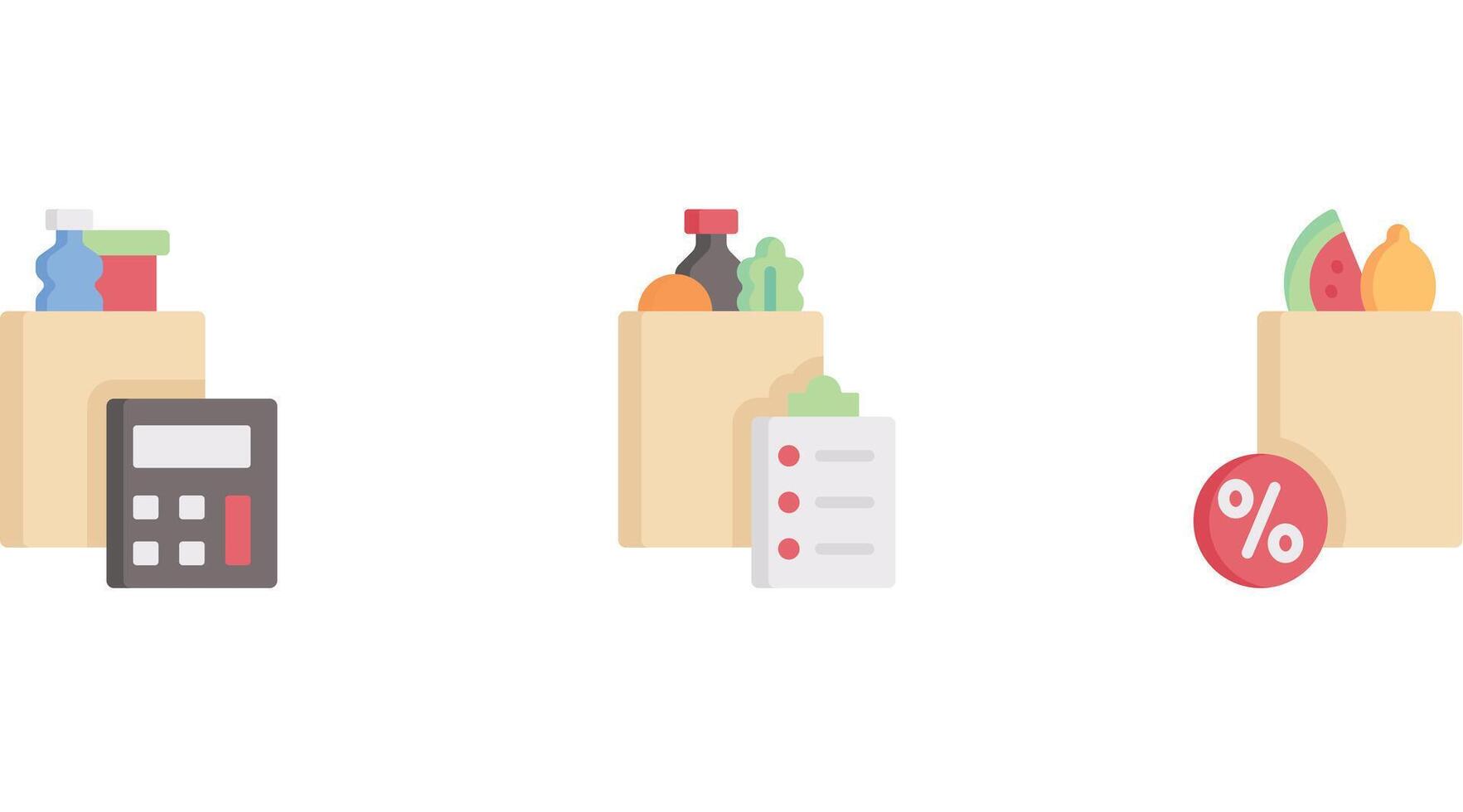 Shopping and grocery items vector icon set