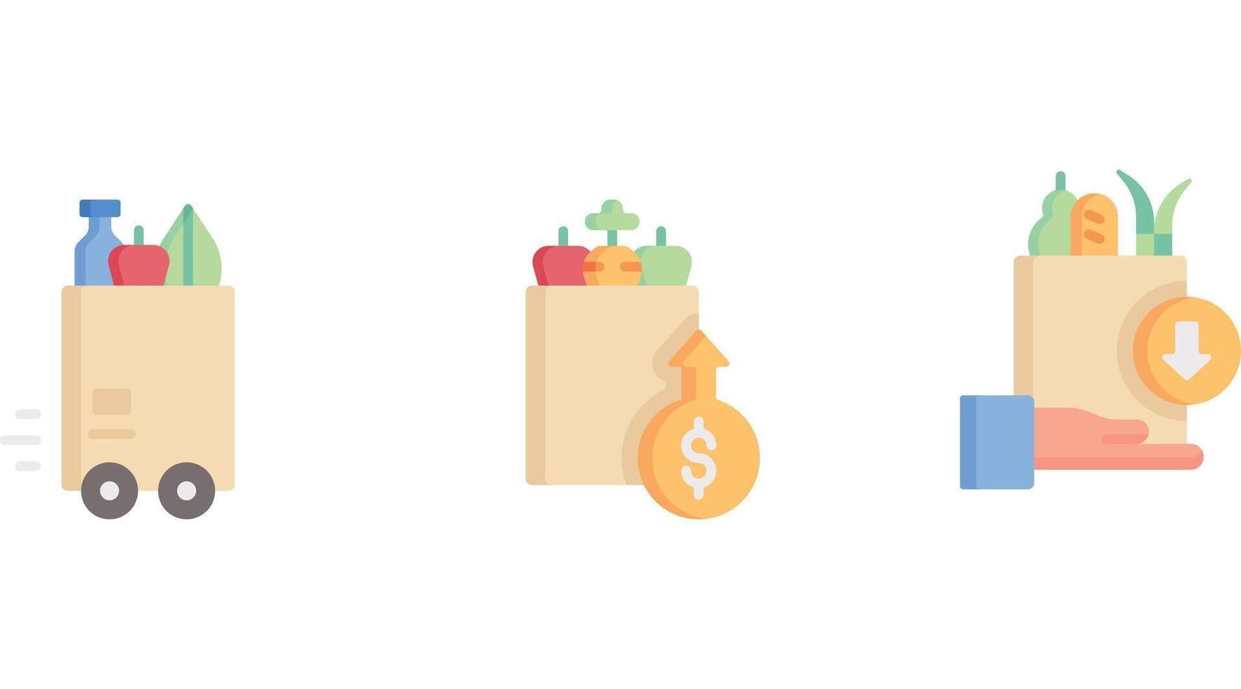 Shopping and grocery items vector icon set