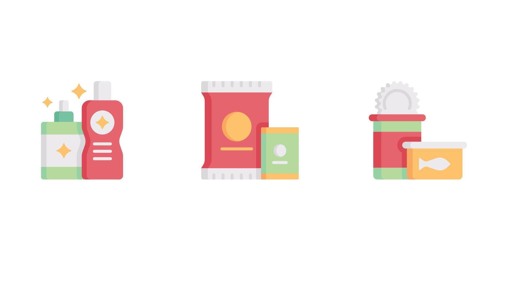 Shopping and grocery items vector icon set