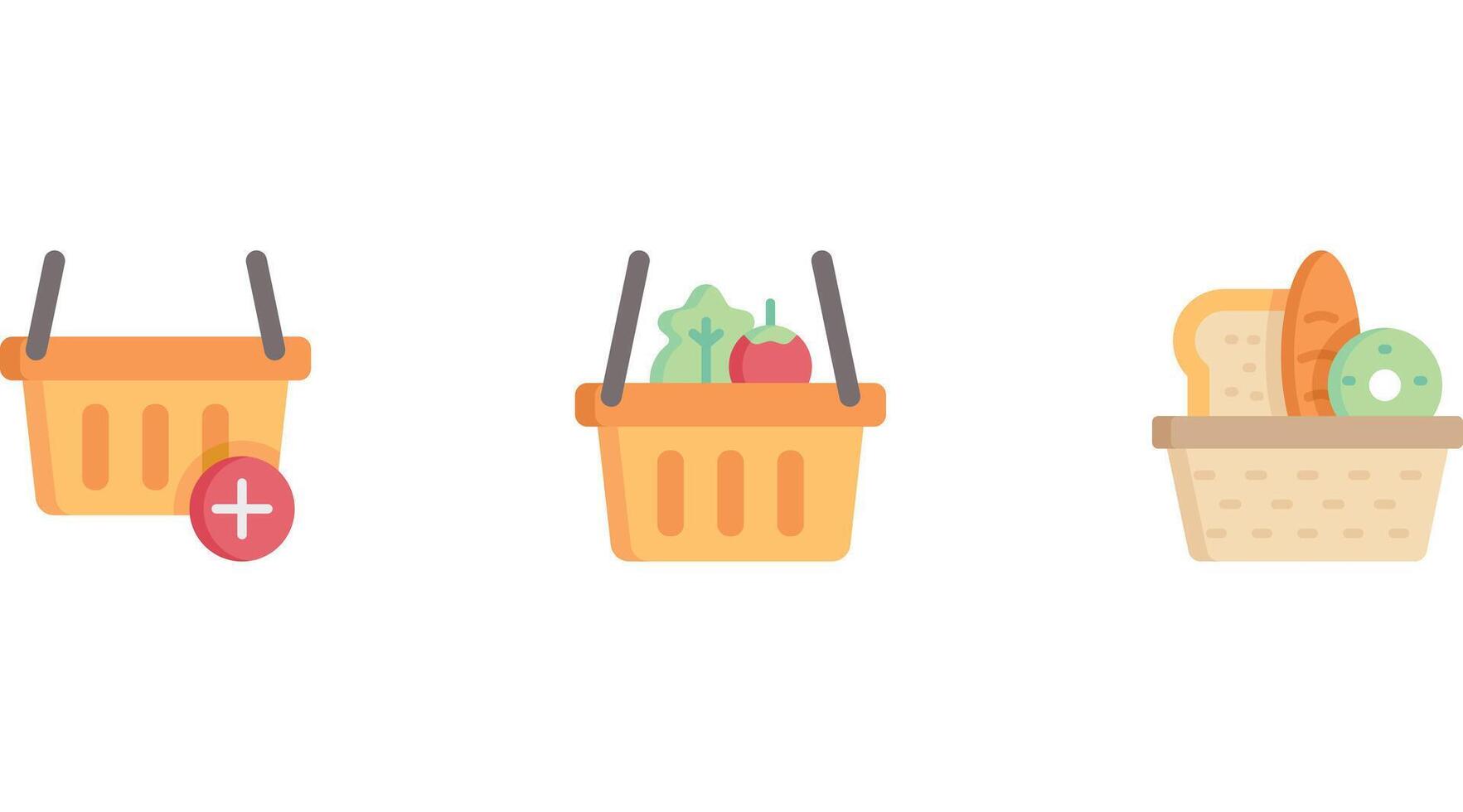 Shopping and grocery items vector icon set