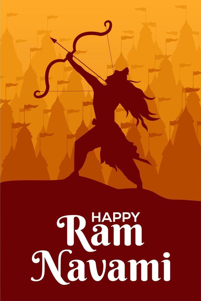 happy ram navami festival vertical banner illustration vector