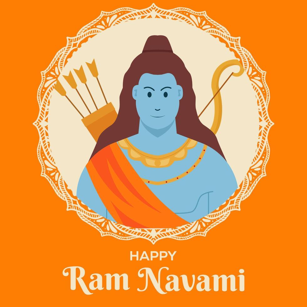 RAM navami celebracion ilustración en plano vector diseño estilo