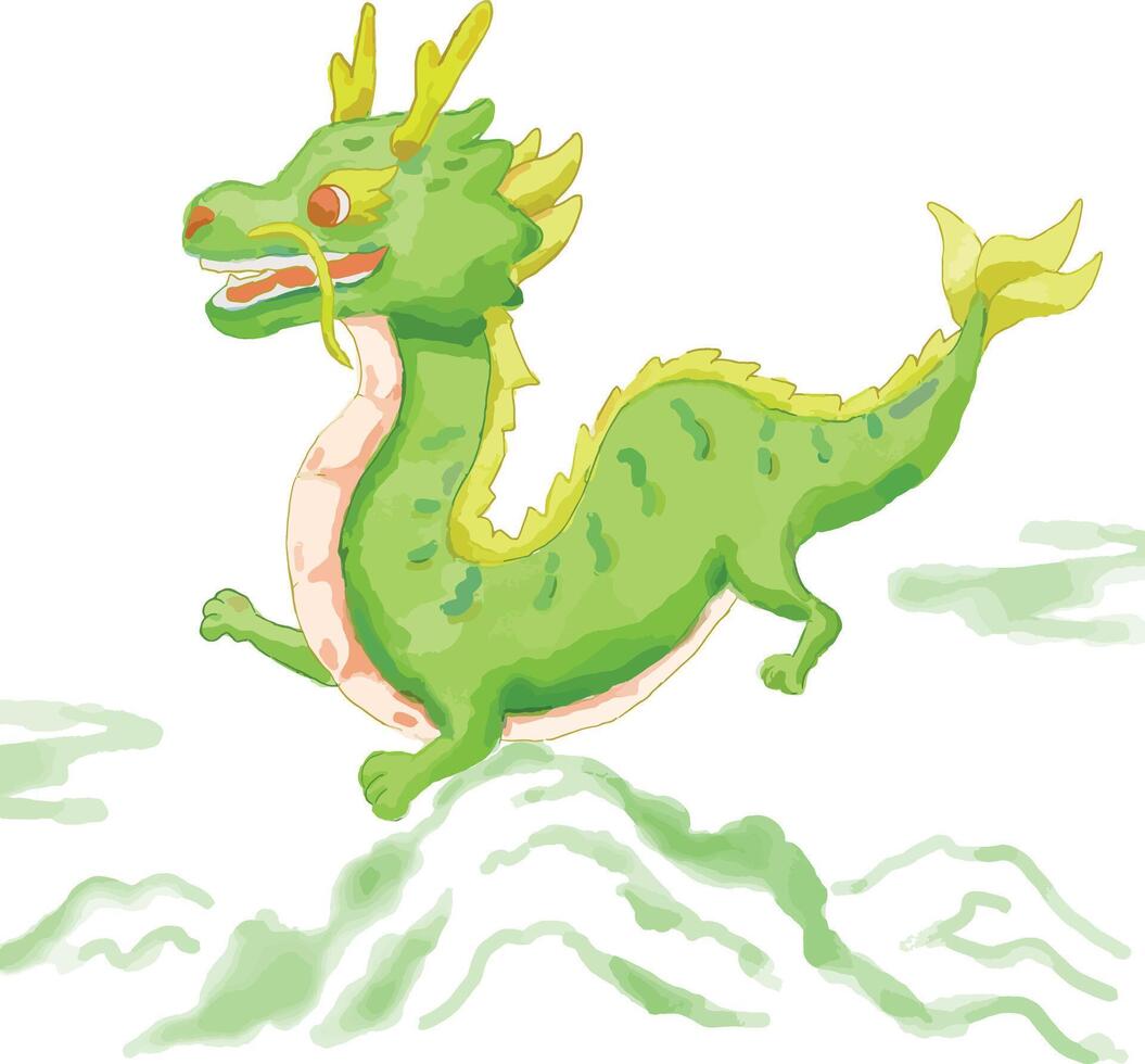 Cute dragon watercolor, Chinese New Year 2024, the year of the Dragon. Tahun baru cina, tahun naga kayu vector