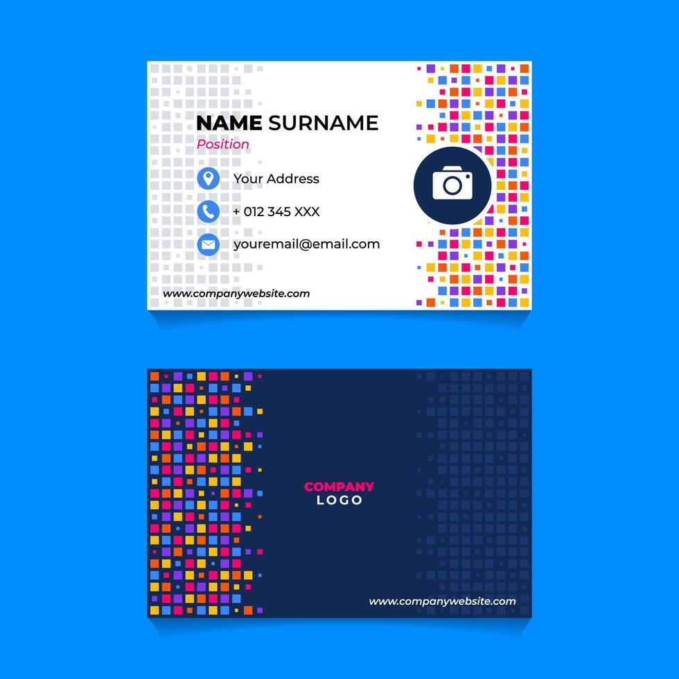 Abstract Square Element Geometric Name Card Design vector