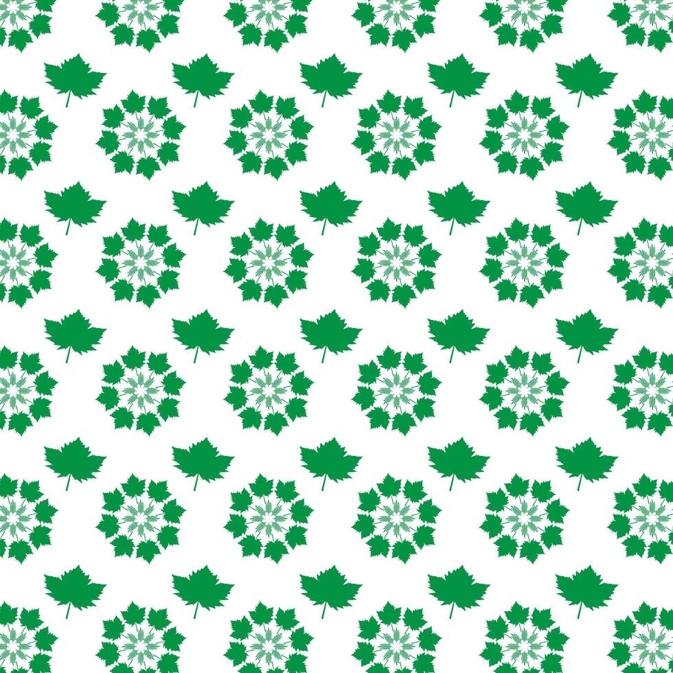 hand draw floral seamless pattern of green leaves Spring Blossom Vector Design on a white background