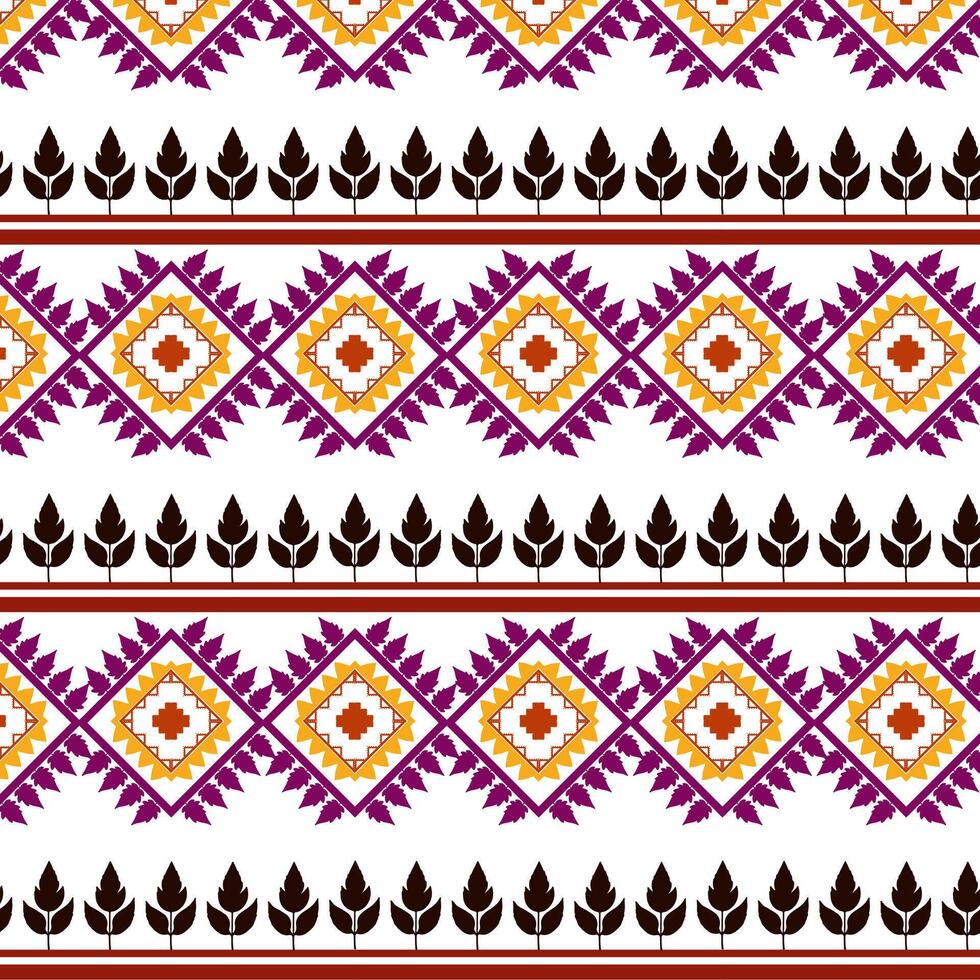 tribal tradicional tela batik étnico de ikat floral sin costura modelo de verde hojas primavera geométrico repitiendo vector diseño en un blanco antecedentes