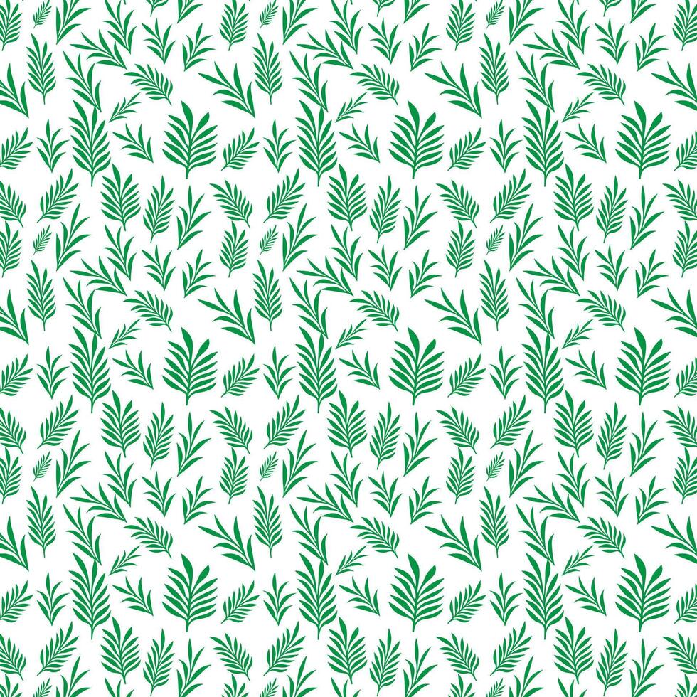 hand draw floral seamless pattern of green leaves Spring Blossom Vector Design on a white background