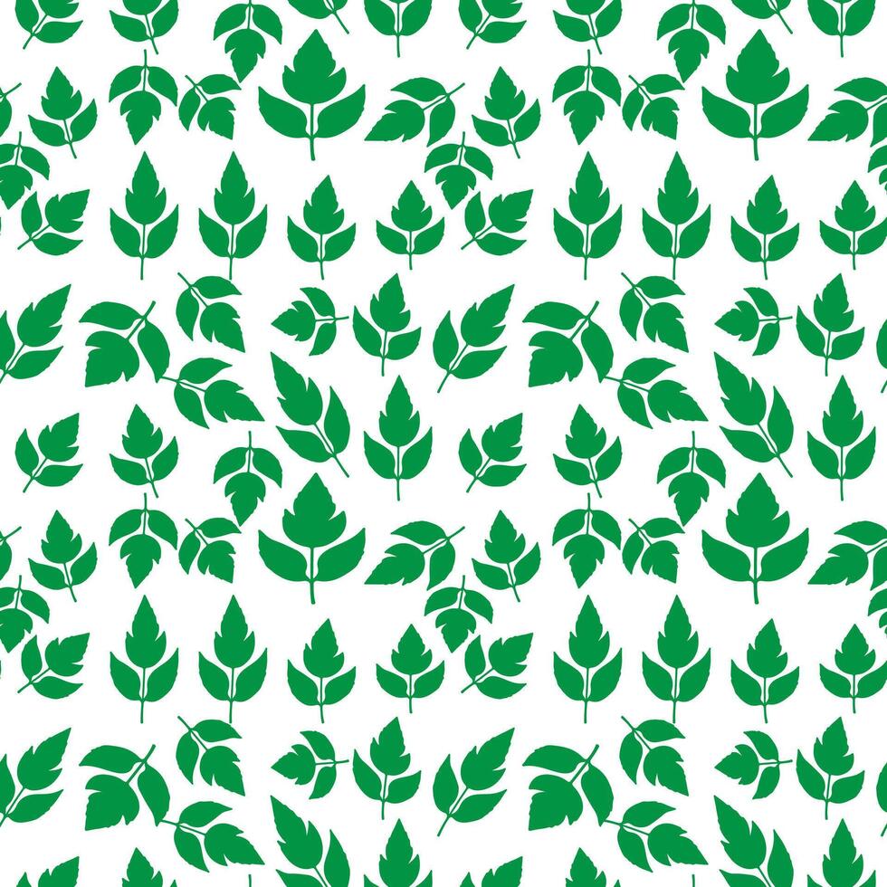 hand draw floral seamless pattern of green leaves Spring Blossom Vector Design on a white background