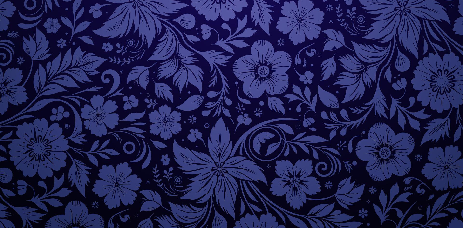 floral modelo con flores hojas fondos de pantalla oscuro azul antecedentes para de moda moderno fondo de pantalla o textiles, libro cubiertas, digital interfaces, gráfico impresión diseños modelo materiales vector