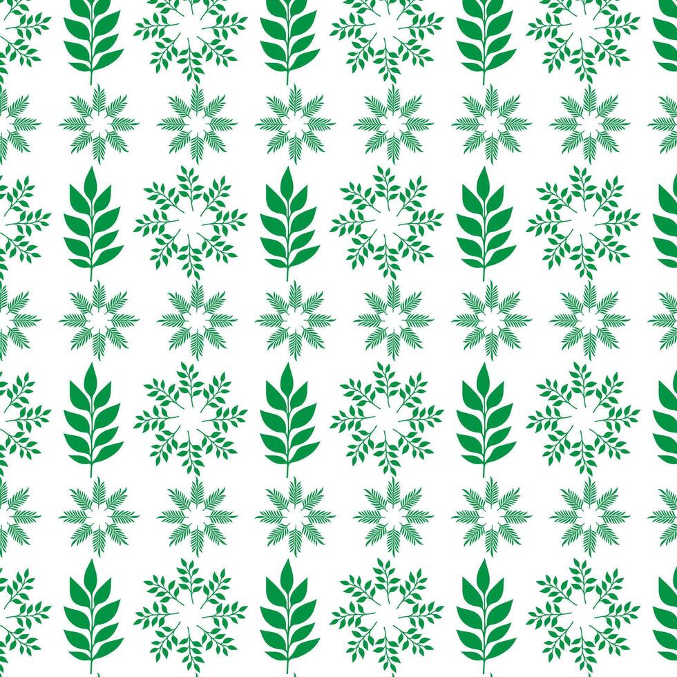 hand draw floral seamless pattern of green leaves Spring Blossom Vector Design on a white background