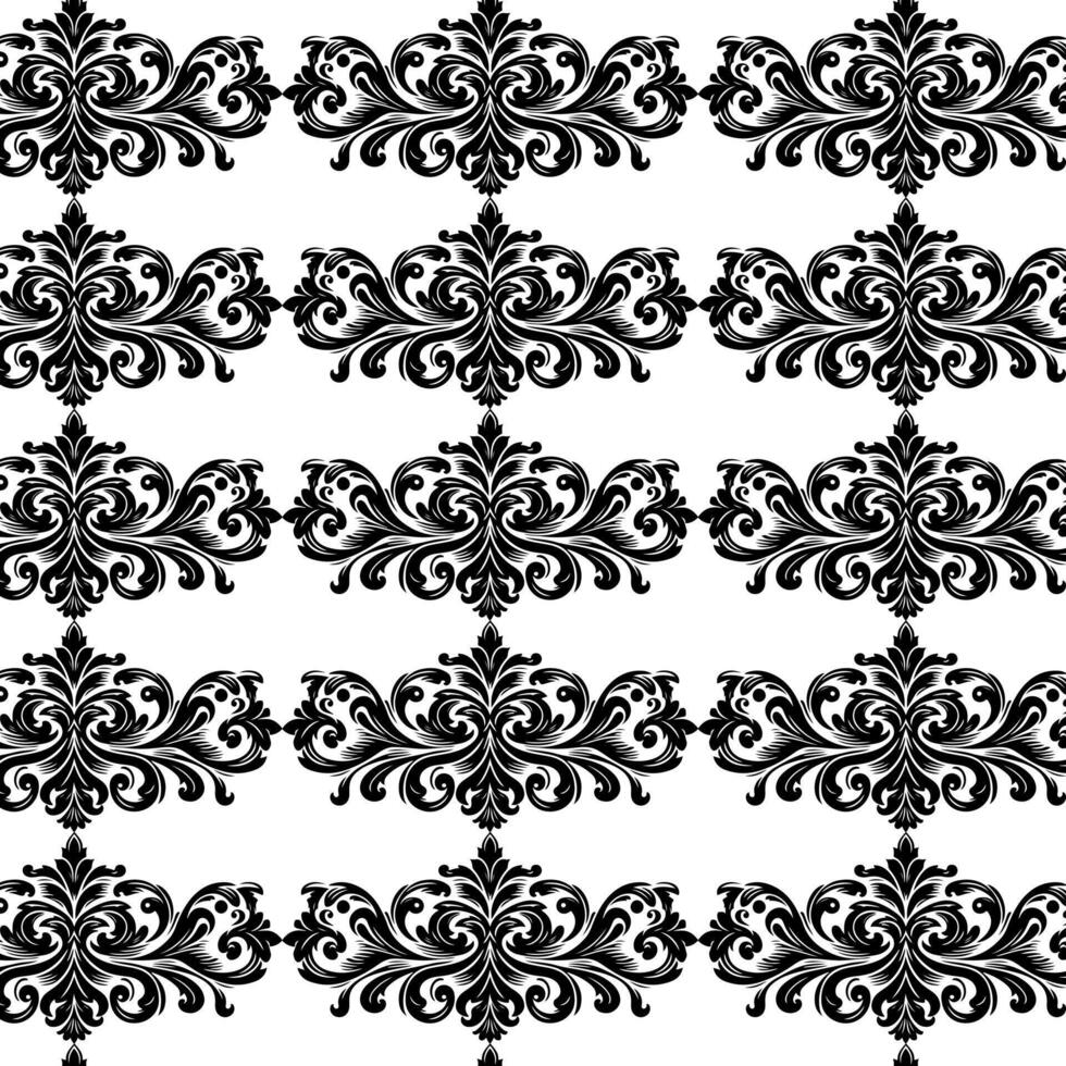 damasco tela textil sin costura modelo lujo decorativo ornamental floral divisor negro línea Clásico decoración elemento blanco antecedentes. cortina, alfombra, fondo de pantalla, ropa, envase, textil vector
