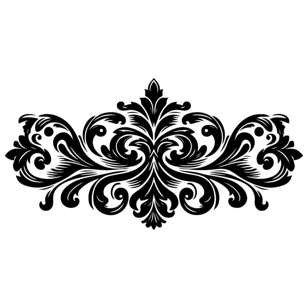 ai generado mano dibujado negro línea Clásico tallado caligráfico remolinos, insignias rincones decorativo florido florece elementos frontera marco vector