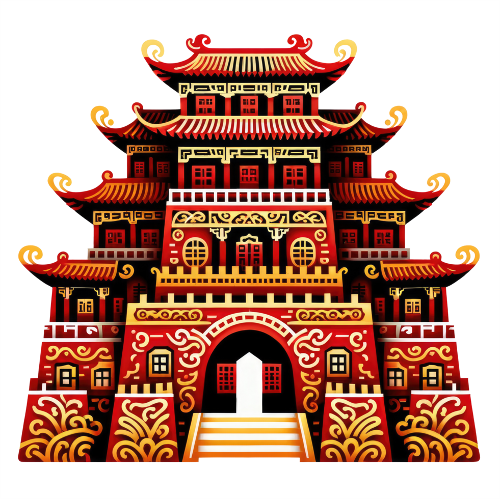 ai generiert traditionell Chinesisch Pagode die Architektur Illustration isoliert. png