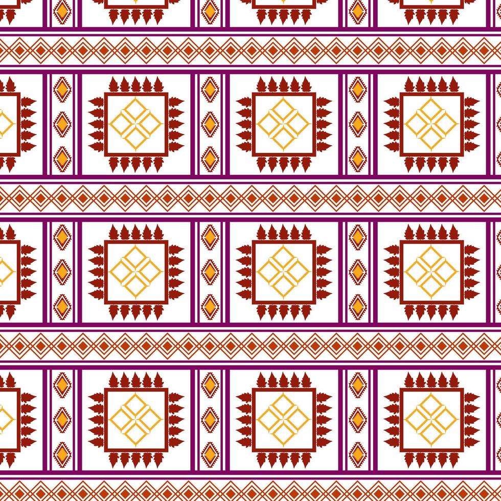 tribal tradicional tela batik étnico de ikat floral sin costura modelo de verde hojas primavera geométrico repitiendo vector diseño en un blanco antecedentes