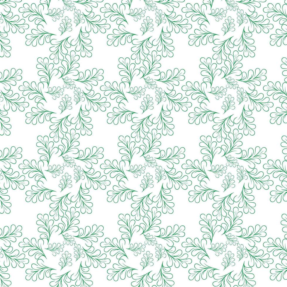 mano dibujar floral sin costura modelo de verde hojas primavera florecer vector diseño en un blanco antecedentes