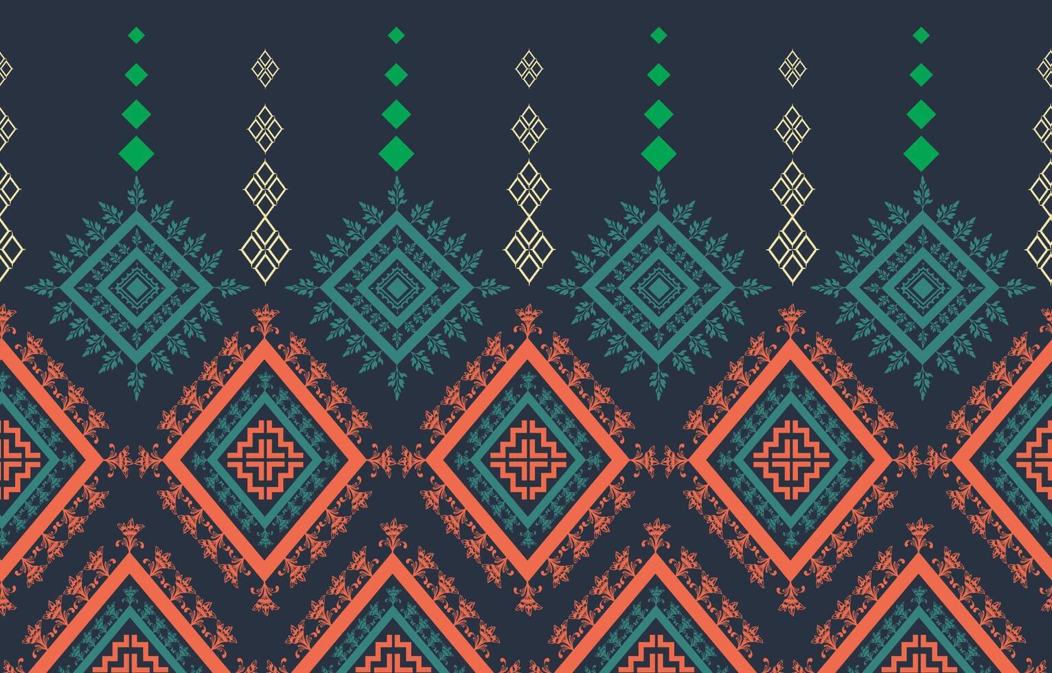 Tribal traditional fabric batik ethnic. ikat floral seamless pattern leaves geometric repeating Design for wallpaper, wrapping, fashion, carpet, clothing, home decoration vector