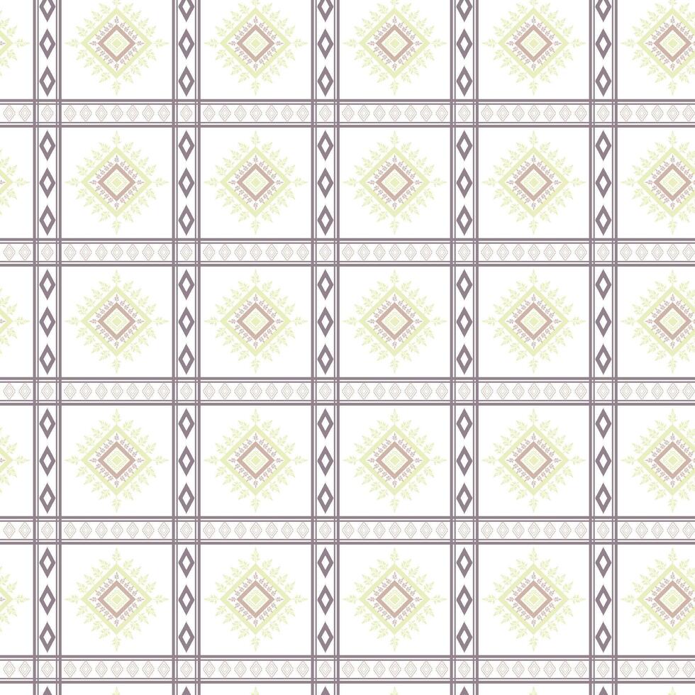 Tribal traditional fabric batik ethnic. ikat floral seamless pattern leaves geometric repeating Vector Design on a white background