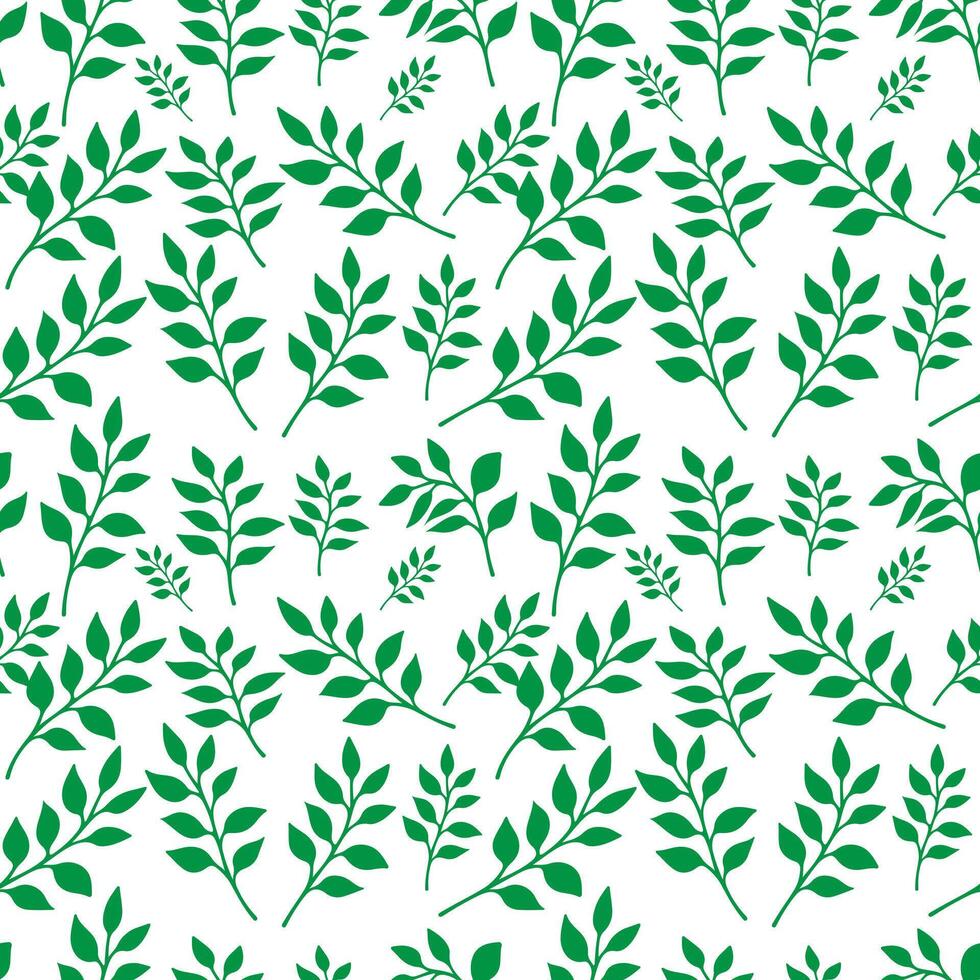 hand draw floral seamless pattern of green leaves Spring Blossom Vector Design on a white background
