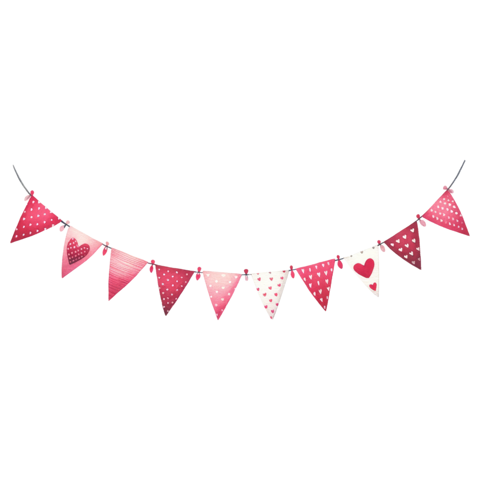 AI generated Valentine's Day Pink Bunting Flags png