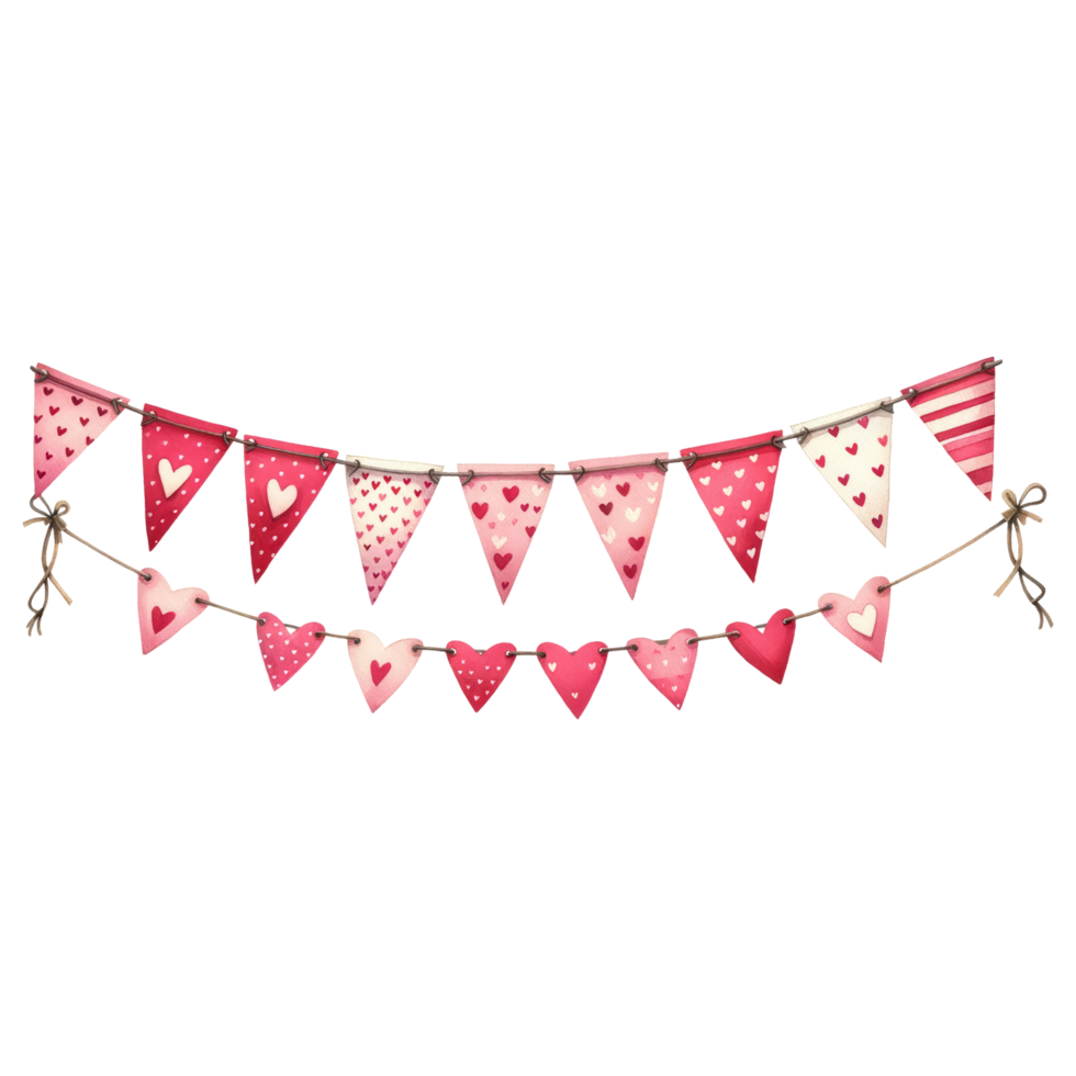 AI generated Valentine's Day Pink Bunting Flags png