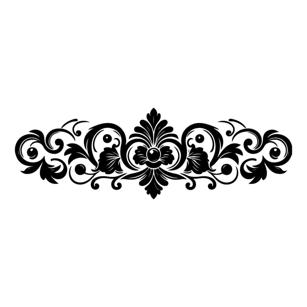 AI generated Hand drawn black line Vintage carved calligraphic Swirls, Badges. Corners Decorative Ornate Flourishes Elements border frame vector
