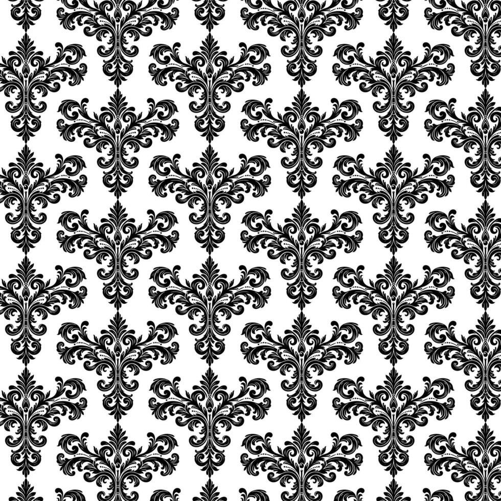 ai generado damasco tela textil sin costura modelo lujo decorativo ornamental floral divisor negro línea Clásico decoración elemento blanco antecedentes vector