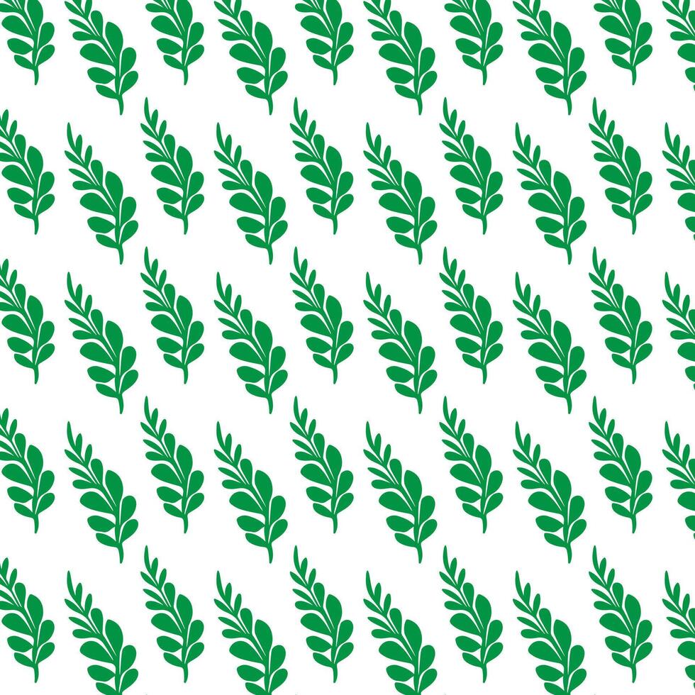 hand draw floral seamless pattern of green leaves Spring Blossom Vector Design on a white background