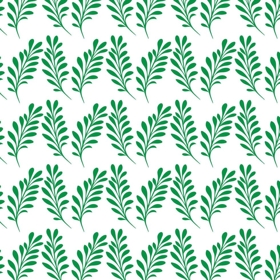 hand draw floral seamless pattern of green leaves Spring Blossom Vector Design on a white background
