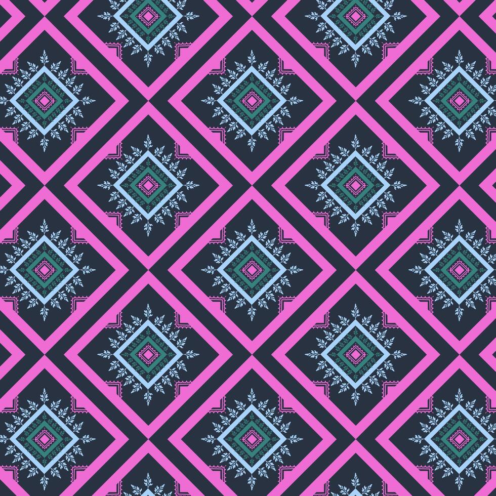 Tribal traditional fabric batik ethnic. ikat floral seamless pattern leaves geometric repeating Vector Design for wallpaper, wrapping, fashion, carpet, clothing, home decoration. Vector illustration